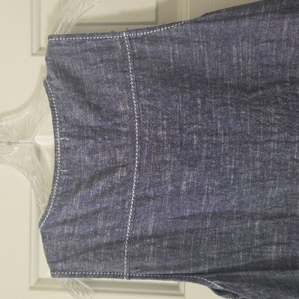 Max Studio Sleeveless Chambray Midi Dress With White Stitching - Size LARGE - Picture 6 of 6